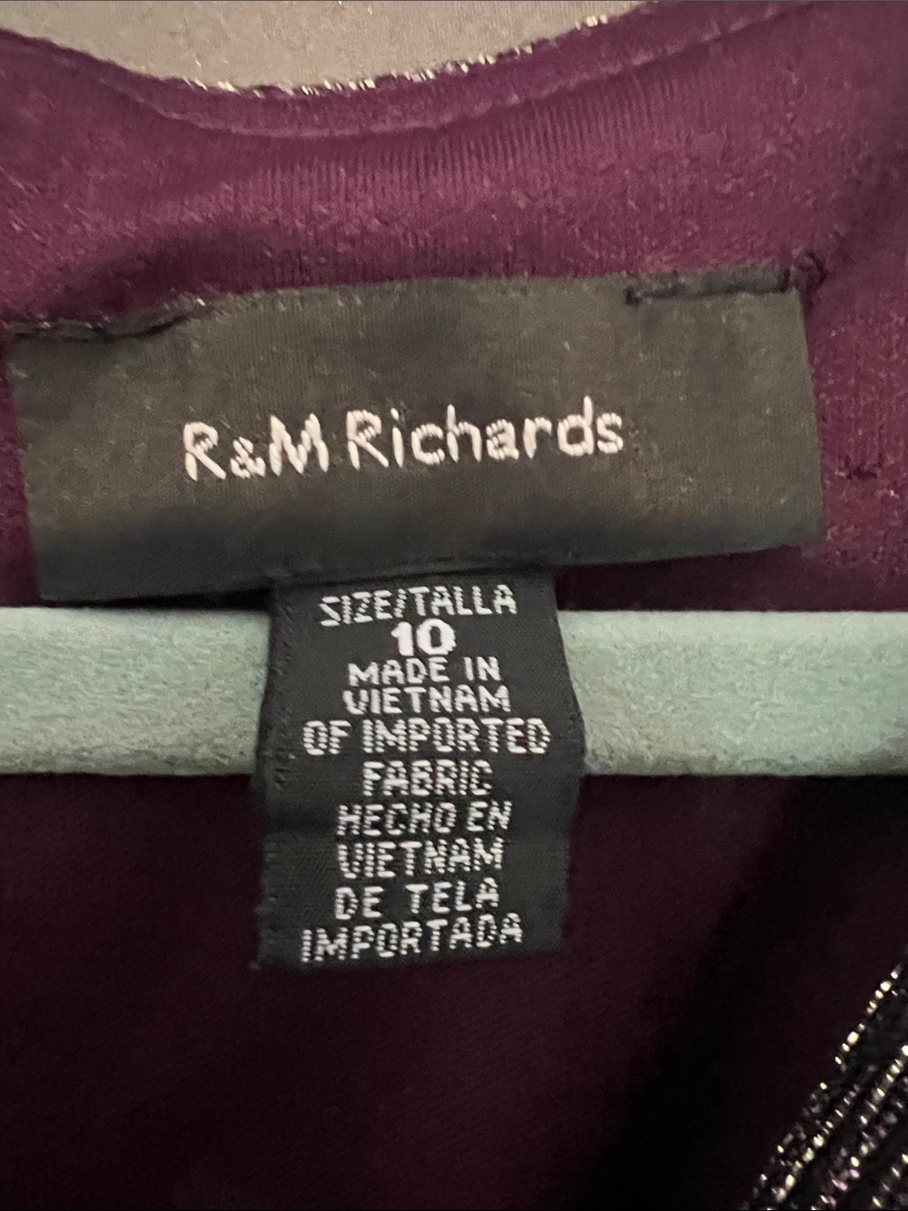 R & M Richards Purple and Gold Metallic Long Sleeve Maxi Dress - Picture 2 of 9